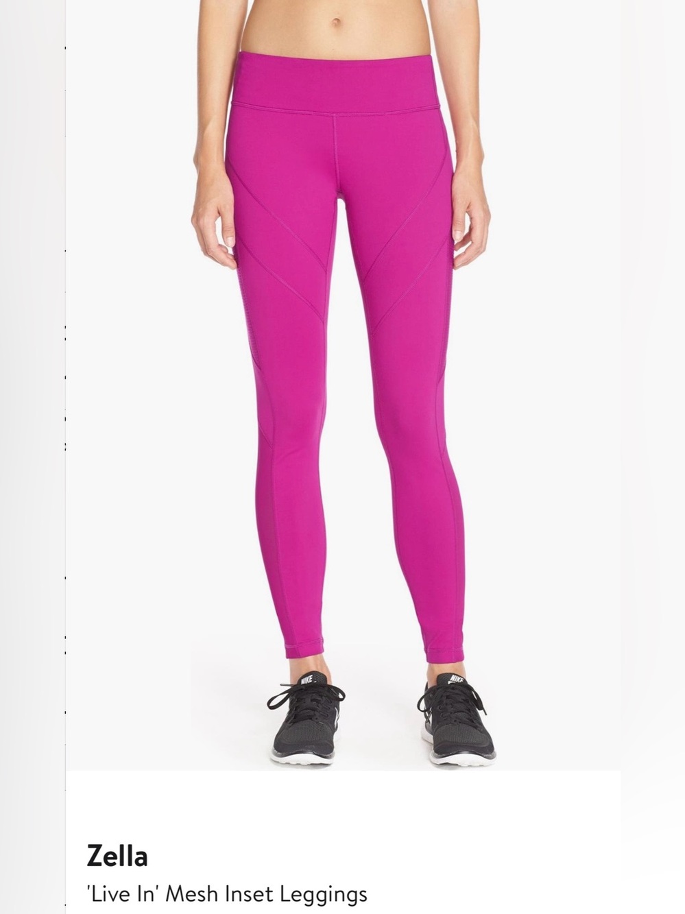 Zella Magenta Mesh-Inset High-Rise Leggings